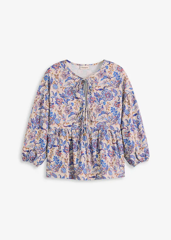 Trikotbluse med snøring, bonprix