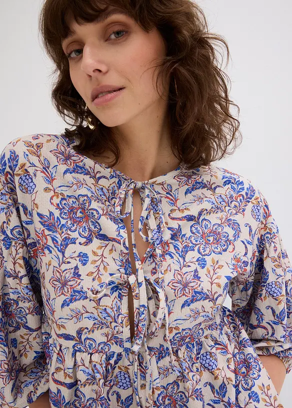 Trikotbluse med snøring, bonprix