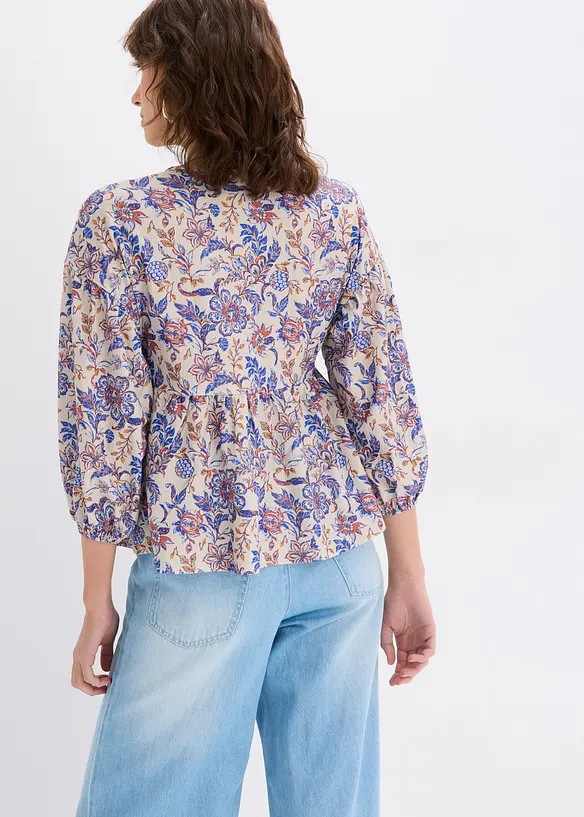 Trikotbluse med snøring, bonprix