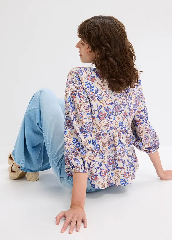 Trikotbluse med snøring, bonprix