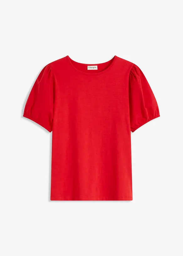 Jerseytopp med ermer av bomullspopelin, bonprix