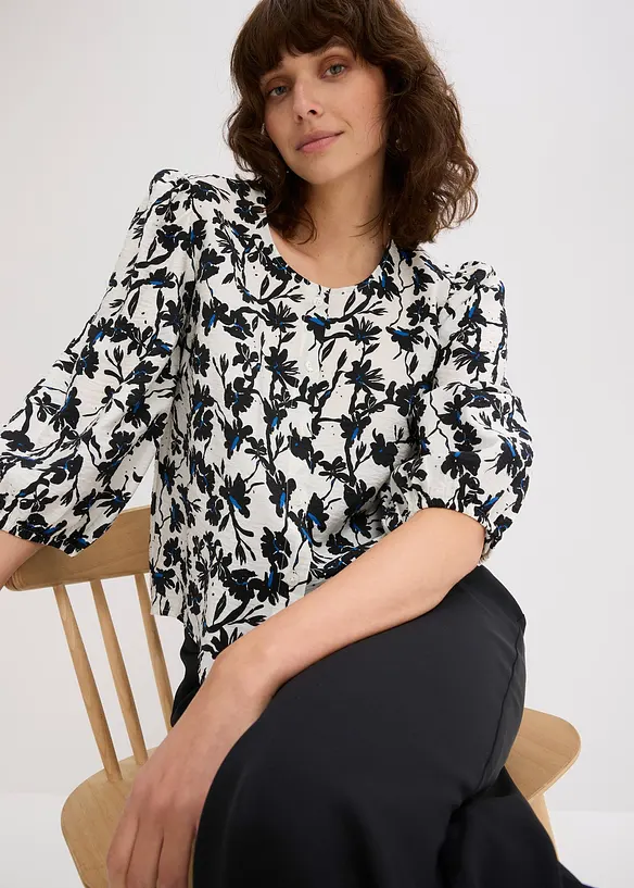 Kortermet bluse i strukturmateriale, bonprix