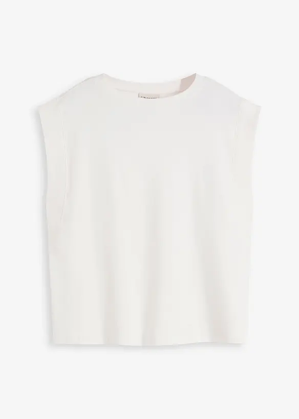 Topp med ribbekant på ermene, bonprix