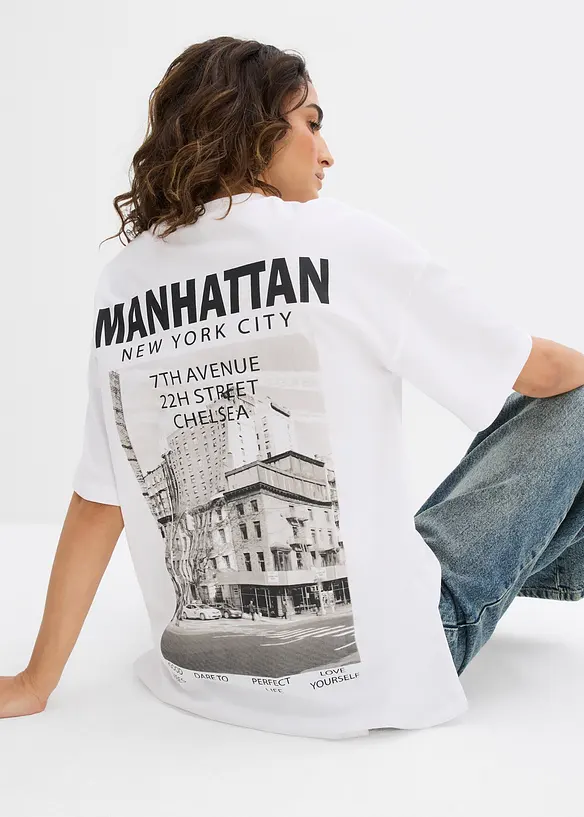 Oversized topp i 100% økologisk bomull, bonprix
