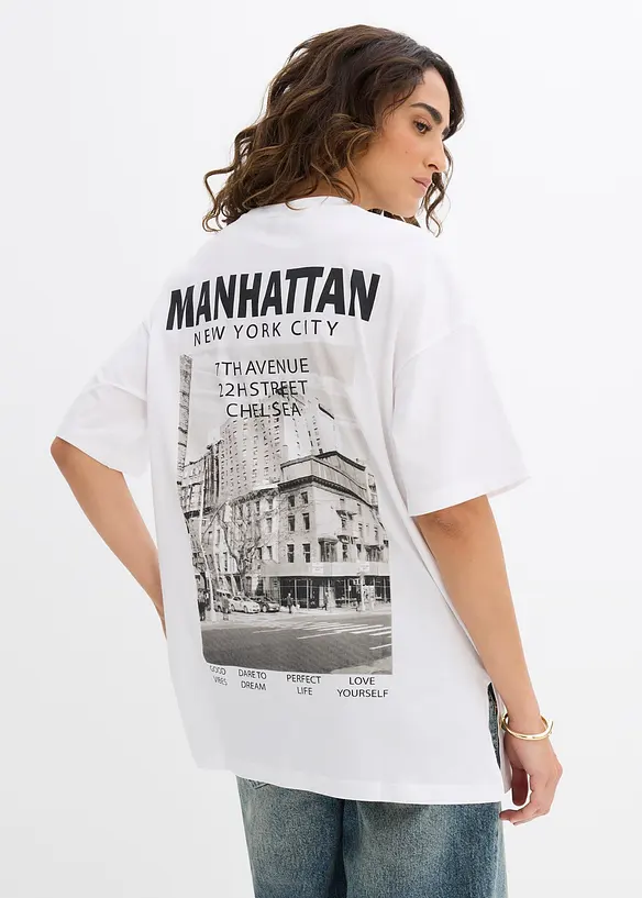 Oversized topp i 100% økologisk bomull, bonprix