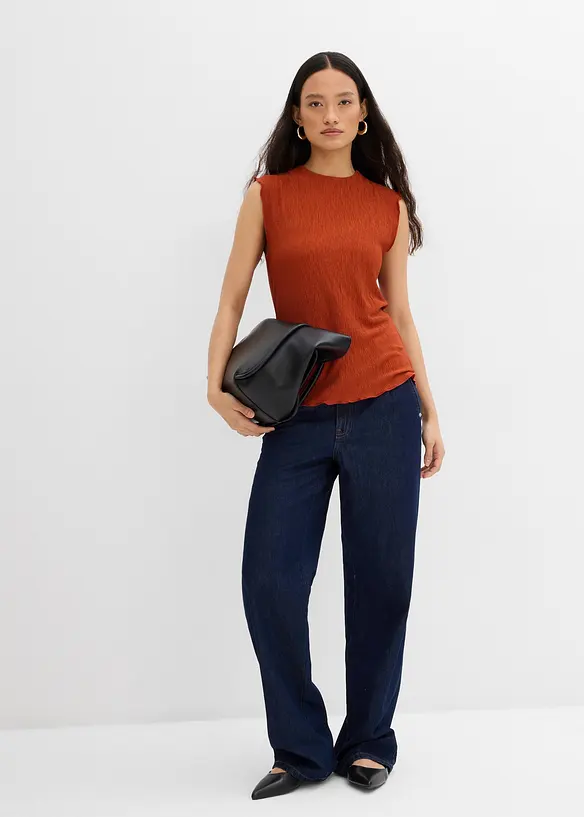 Crinkle topp i strukturmateriale, bonprix