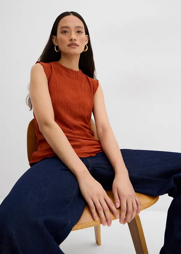 Crinkle topp i strukturmateriale, bonprix