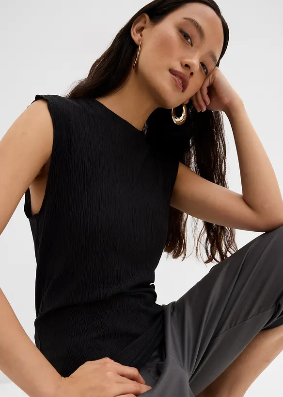 Crinkle topp i strukturmateriale, bonprix
