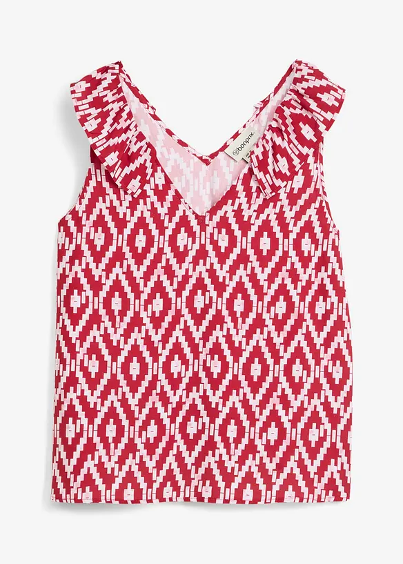 Ermeløs bluse i lett viskose, bonprix