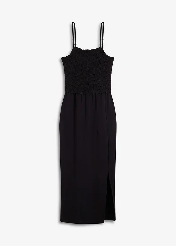 Midikjole i formstabil jersey med vaflet innfelling og splitt, bonprix