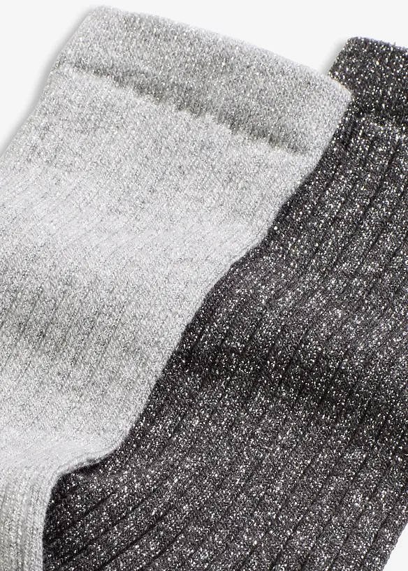 Sokker med økologisk bomull og lurex (2-pack), bonprix