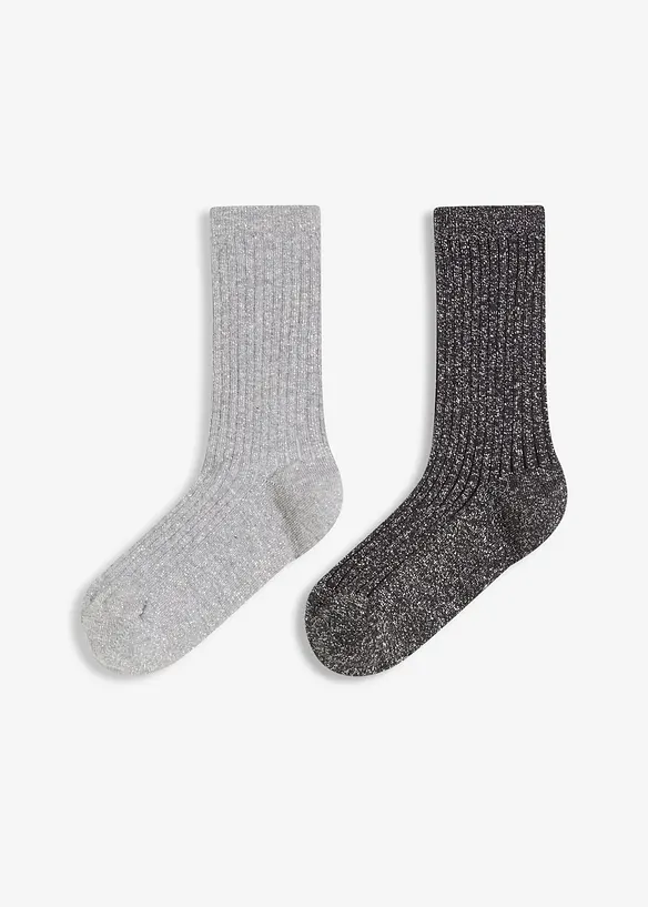 Sokker med økologisk bomull og lurex (2-pack), bonprix