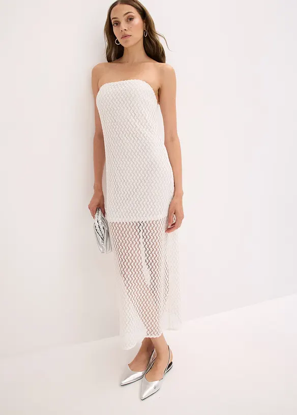 Off shoulder-kjole med blonder, bonprix