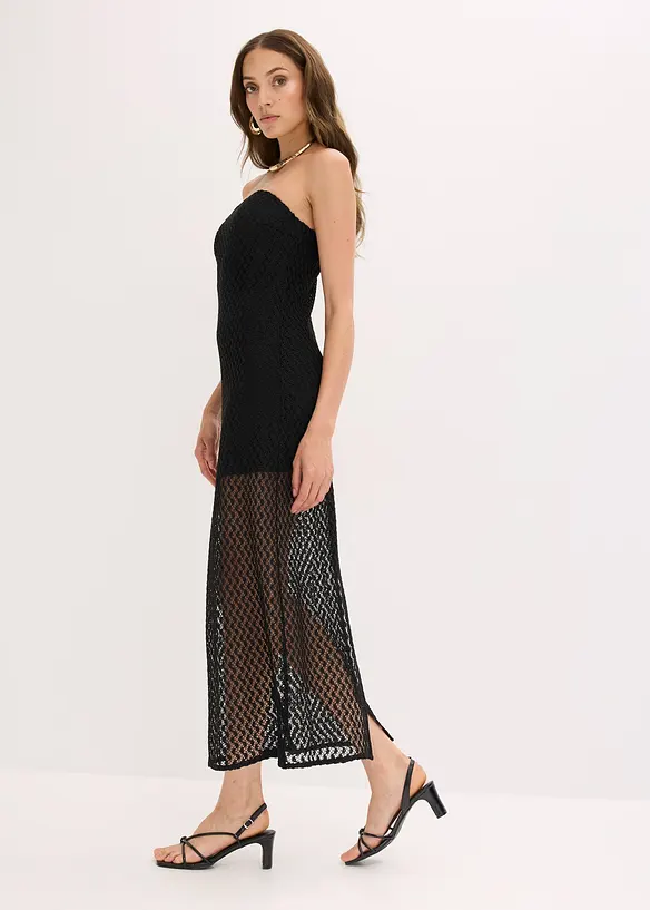 Off shoulder-kjole med blonder, bonprix