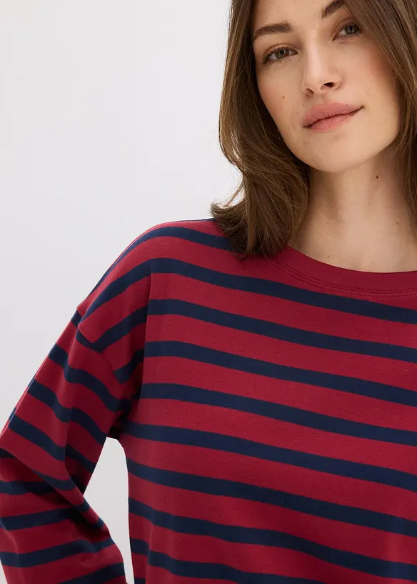 Stripemønstret topp i økologisk bomull, bonprix