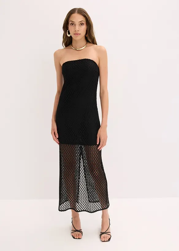 Off shoulder-kjole med blonder, bonprix