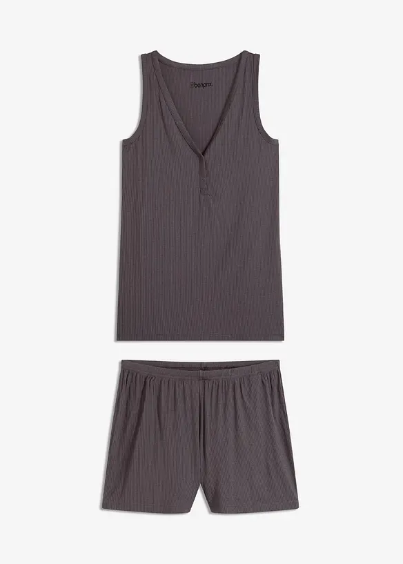 Shorty-pyjamas i mykt ribbet materiale, bonprix