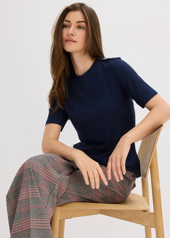 Ribbestrikket topp i myk viskosemiks, bonprix