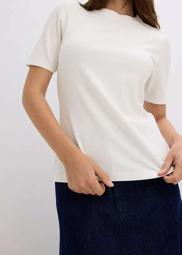 Ribbestrikket topp i myk viskosemiks, bonprix