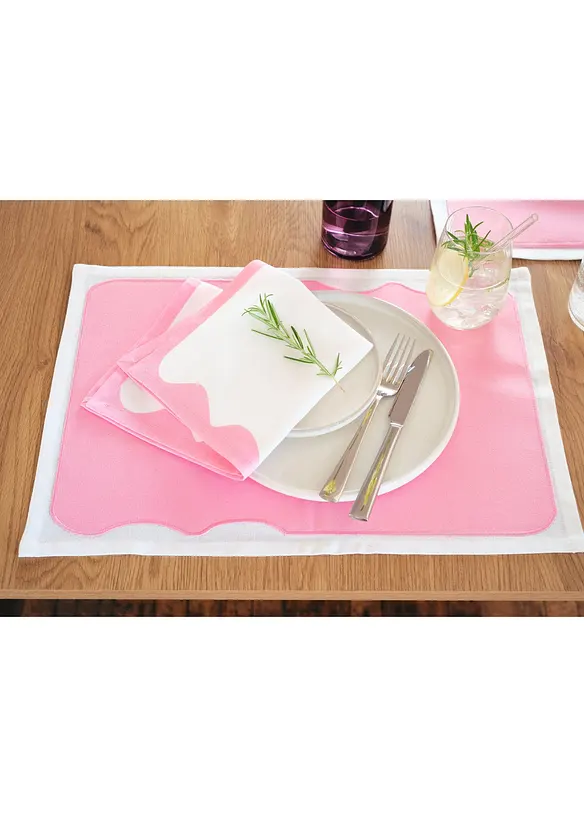Tøyservietter i økologisk bomull med farget kant (2-pack), bonprix