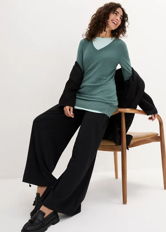 Lang basic-genser med V-hals, bonprix