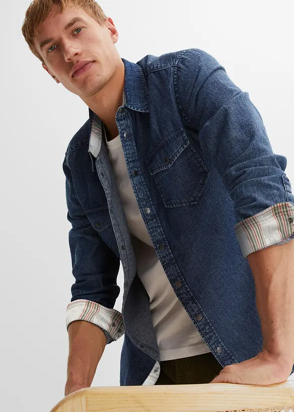 Denimskjorte i 100% bomull, bonprix