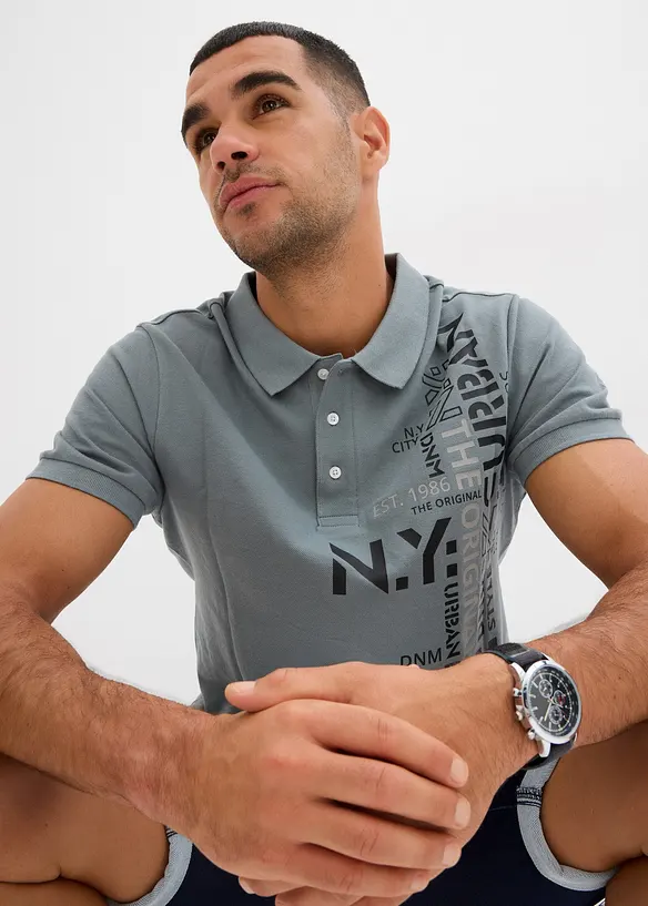 Piké-poloskjorte i ren bomull, Slim Fit, kortermet, bonprix
