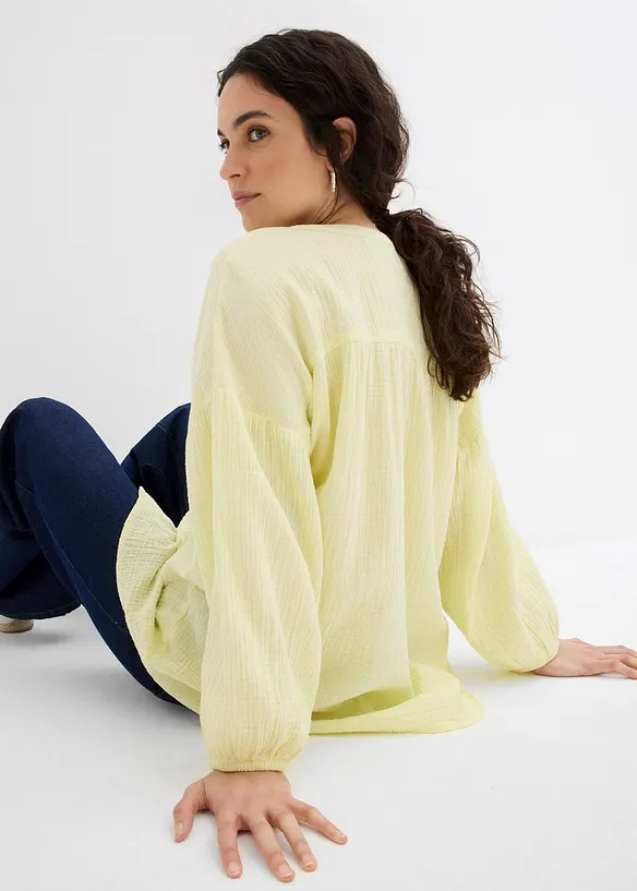 Oversized bluse i musselin, bonprix