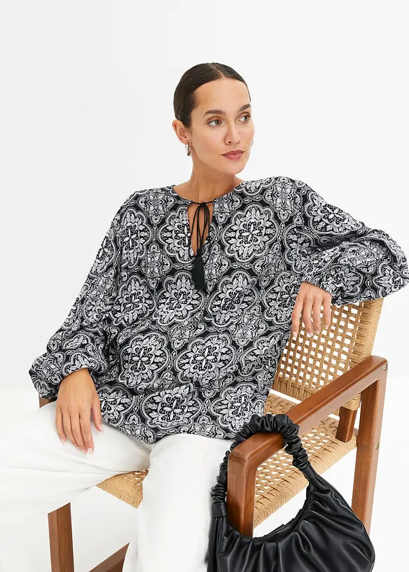 Bluse i strukturert viskose, bonprix