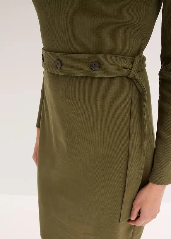 Midikjole i bomull med elastan, bonprix