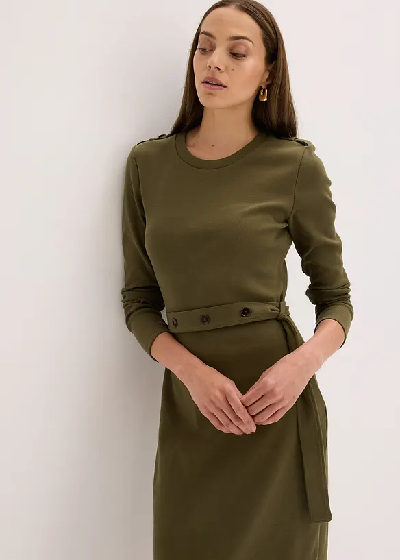 Midikjole i bomull med elastan, bonprix