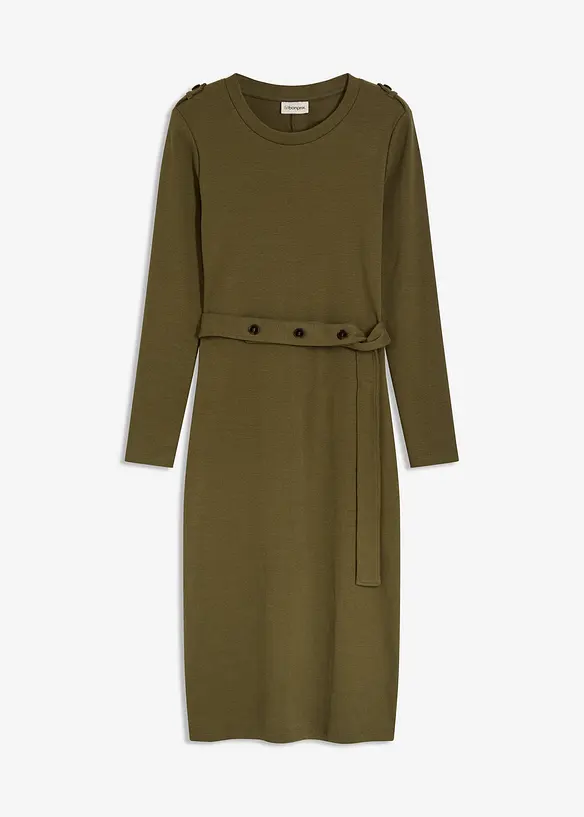 Midikjole i bomull med elastan, bonprix