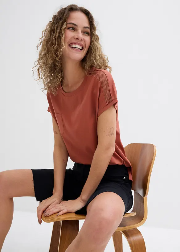 Ledig topp med blonder, bonprix