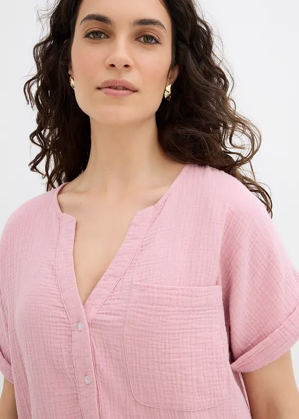 Kortermet bluse i musselin, bonprix