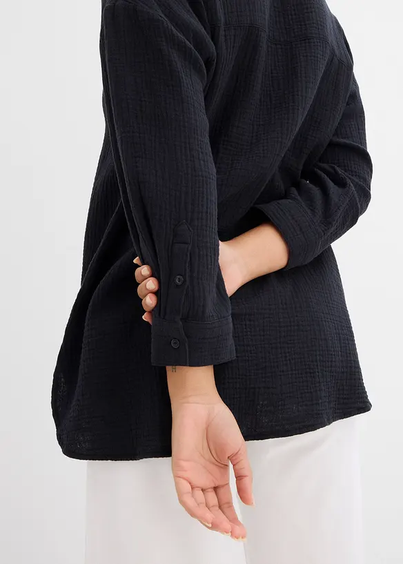 Skjortebluse i musselin, bonprix