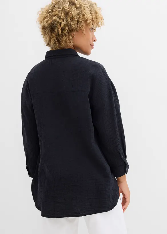 Skjortebluse i musselin, bonprix