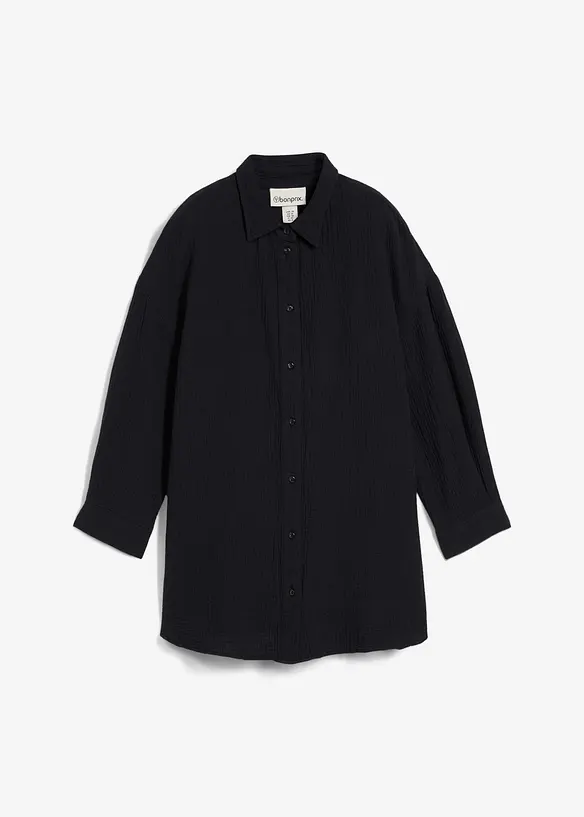 Skjortebluse i musselin, bonprix