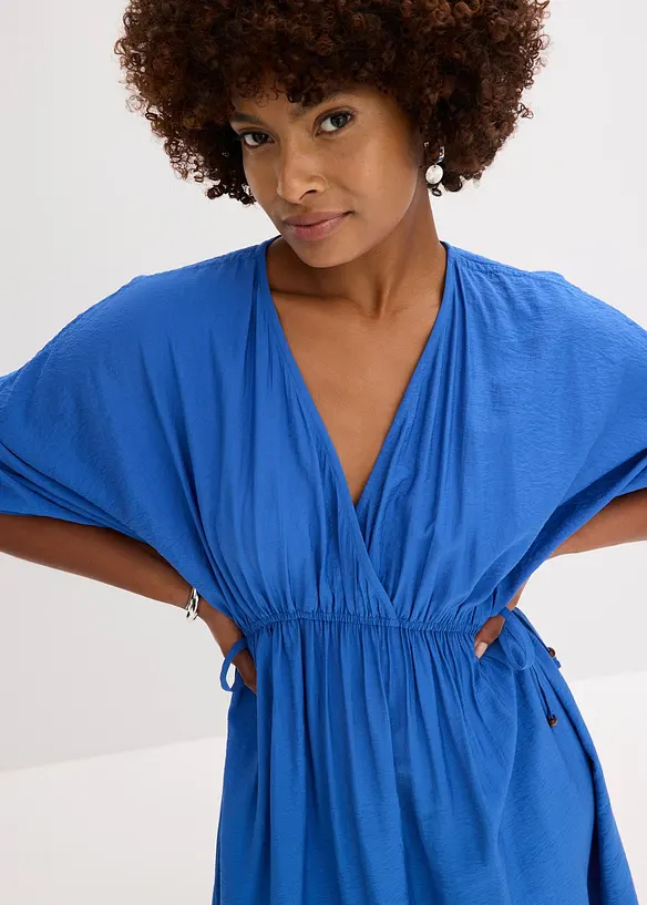 Maxikjole med vide ermer av strukturert materiale, bonprix