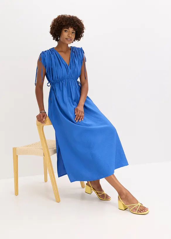 Maxikjole med vide ermer av strukturert materiale, bonprix