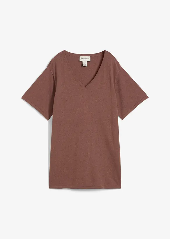 Finstrikket topp med lin, bonprix