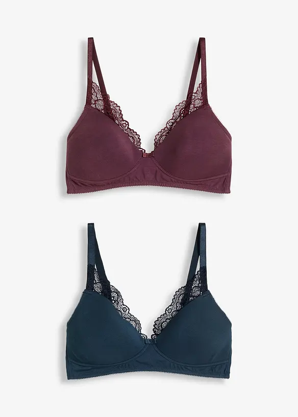 Vattert BH uten spiler med økologisk bomull (2-pack), bonprix