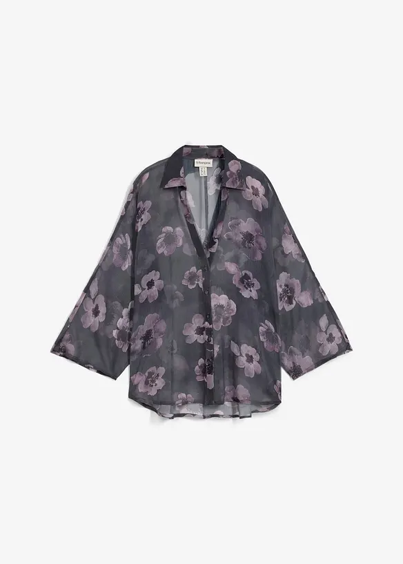 Oversized skjorte i luftig chiffon, bonprix