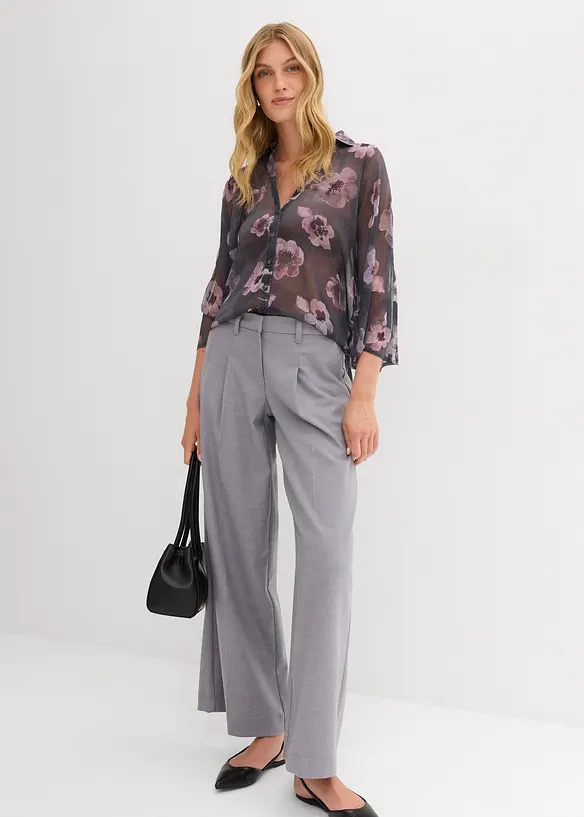 Oversized skjorte i luftig chiffon, bonprix