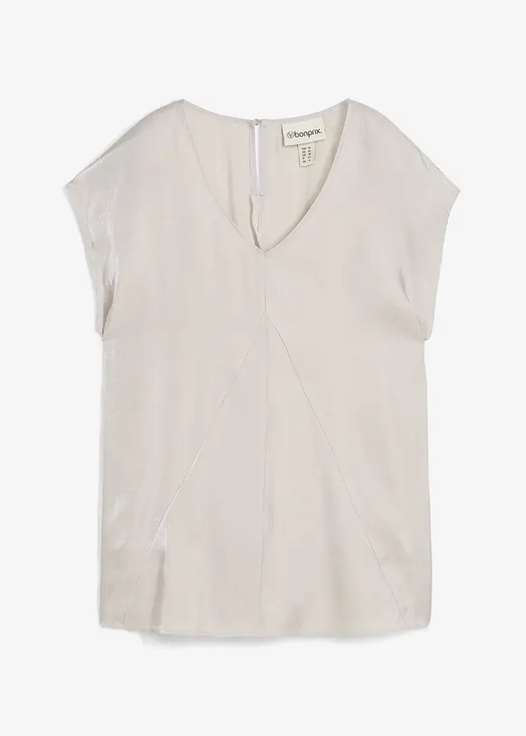Kort bluse av sateng med glans, bonprix