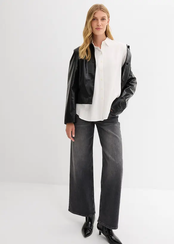 Skjortebluse av myk viskose, bonprix