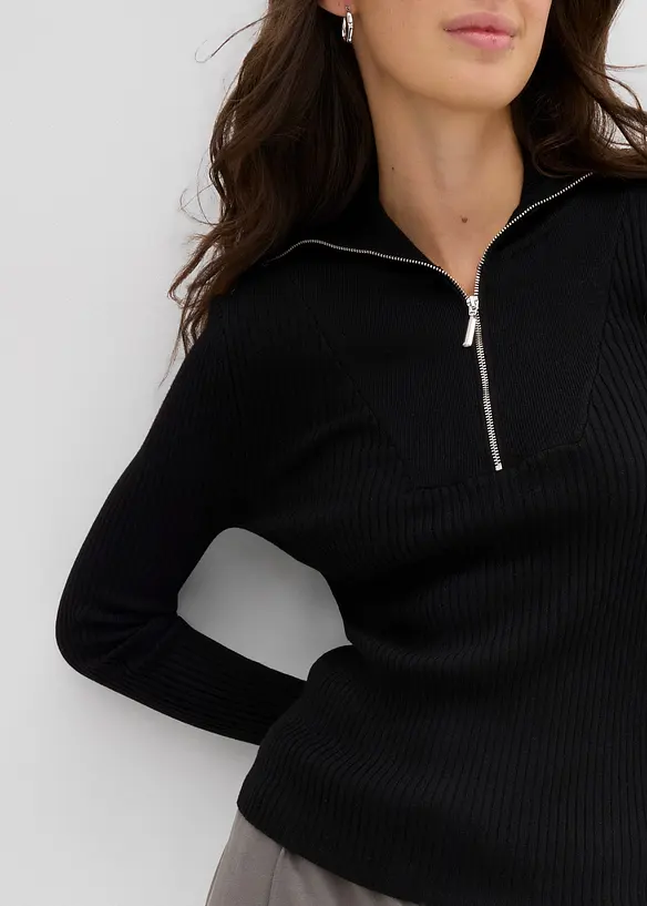 Ribbestrikket topp i myk viskosemiks, bonprix