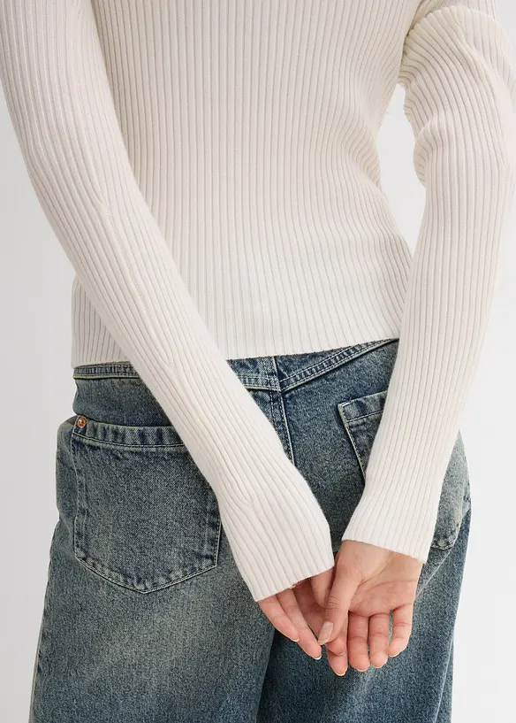 Ribbestrikket topp i myk viskosemiks, bonprix