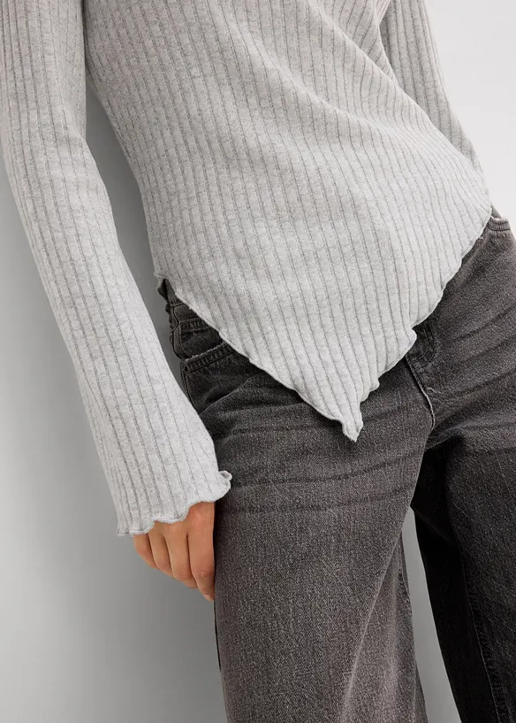 Ribbestrikket topp i myk viskosemiks, bonprix