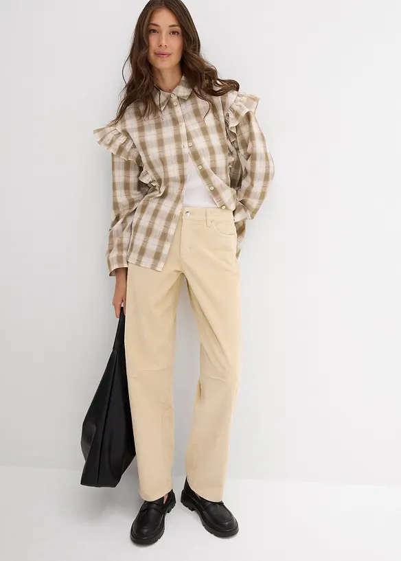 Barel-kordbukse Mid Waist, bonprix