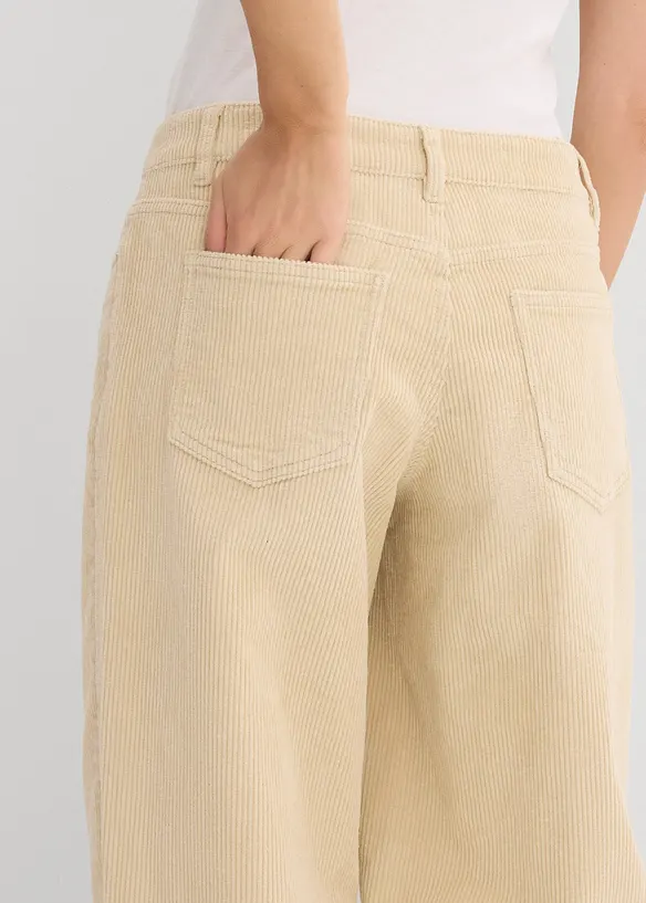 Barel-kordbukse Mid Waist, bonprix